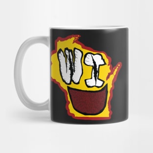 Grunge Heads Wisconsin Funny Smiling Face Yellow Version Mug